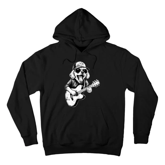 Golden Retriever Dog Playing Guitar Rock On Guitarist Wo Tall Hoodie