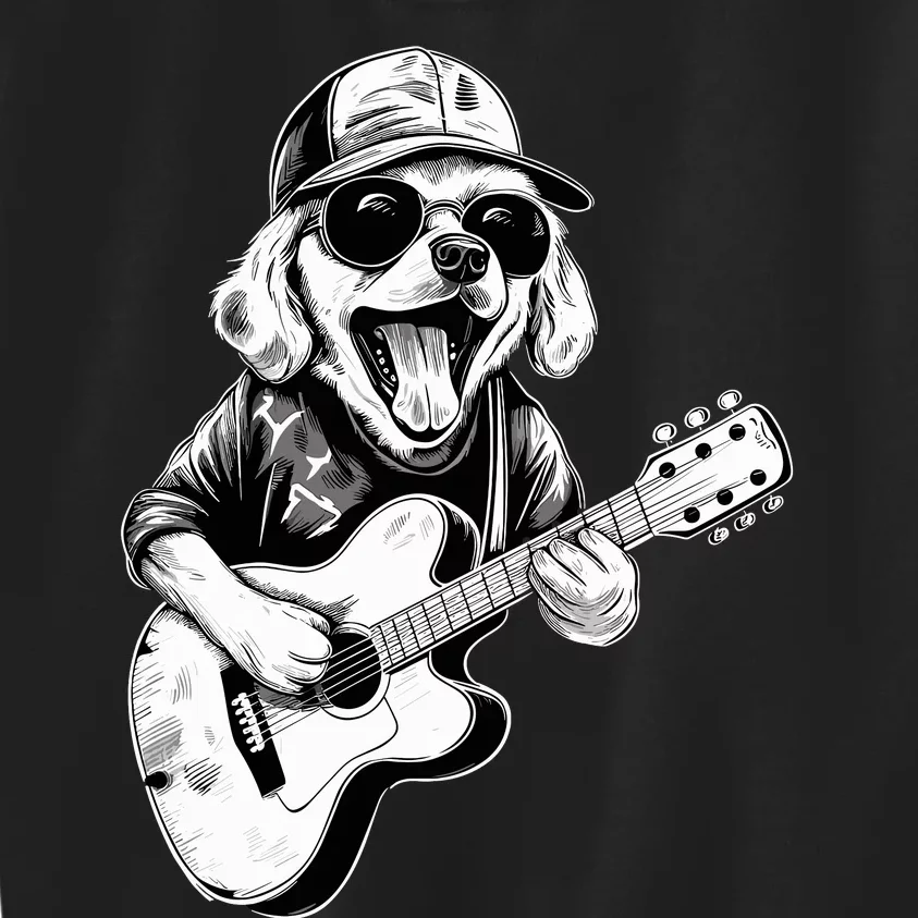 Golden Retriever Dog Playing Guitar Rock On Guitarist Wo Kids Sweatshirt