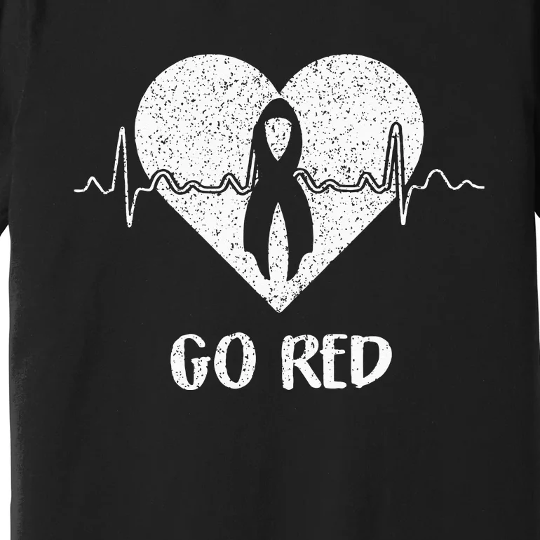 Go Red Day Heart Ribbon Costume Heart Disease Month Premium T-Shirt