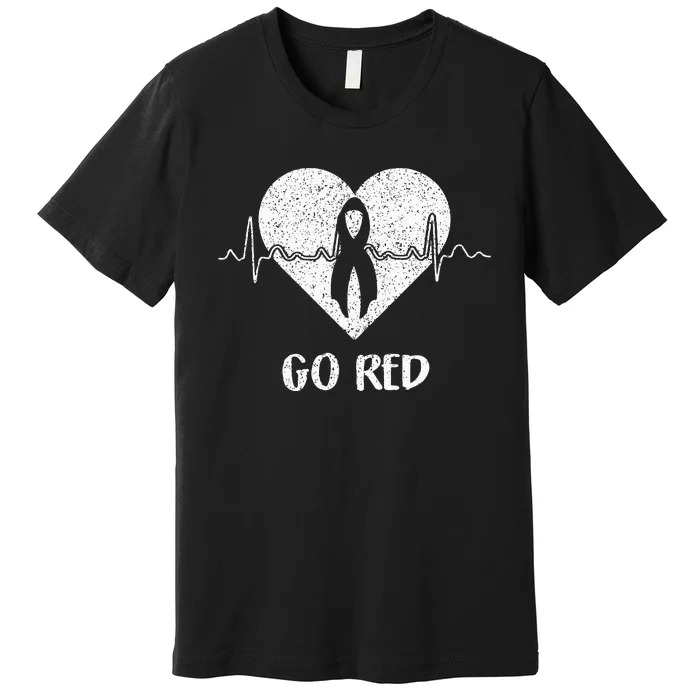 Go Red Day Heart Ribbon Costume Heart Disease Month Premium T-Shirt