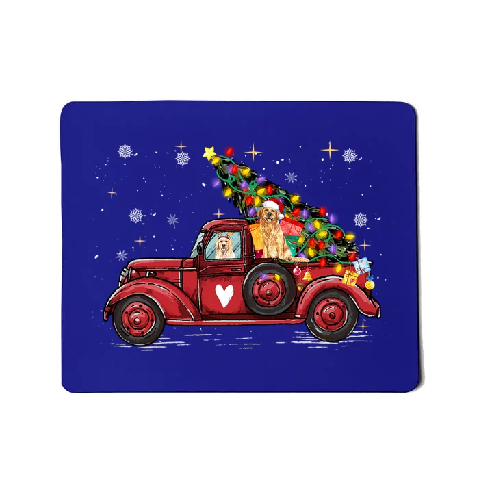 Golden Retriever Dog Love Red Pickup Truck Christmas Gift Mousepad