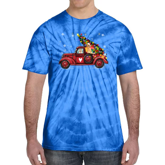 Golden Retriever Dog Love Red Pickup Truck Christmas Gift Tie-Dye T-Shirt