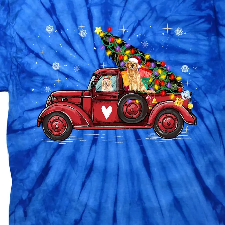 Golden Retriever Dog Love Red Pickup Truck Christmas Gift Tie-Dye T-Shirt