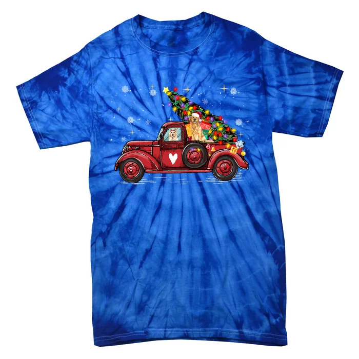 Golden Retriever Dog Love Red Pickup Truck Christmas Gift Tie-Dye T-Shirt