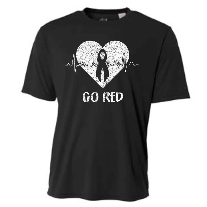 Go Red Day Heart Ribbon Costume Heart Disease Month Cooling Performance Crew T-Shirt