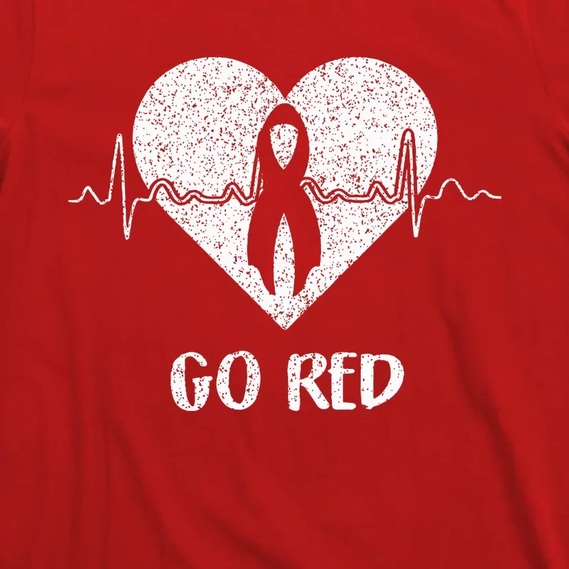 Go Red Day Heart Ribbon Costume Heart Disease Month T-Shirt