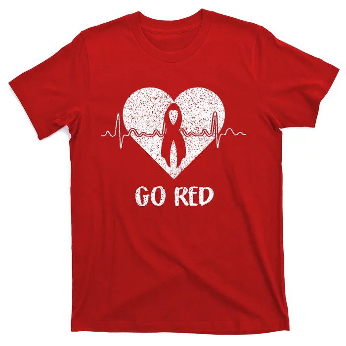 Go Red Day Heart Ribbon Costume Heart Disease Month T-Shirt