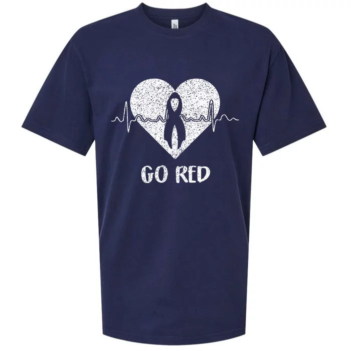 Go Red Day Heart Ribbon Costume Heart Disease Month Sueded Cloud Jersey T-Shirt