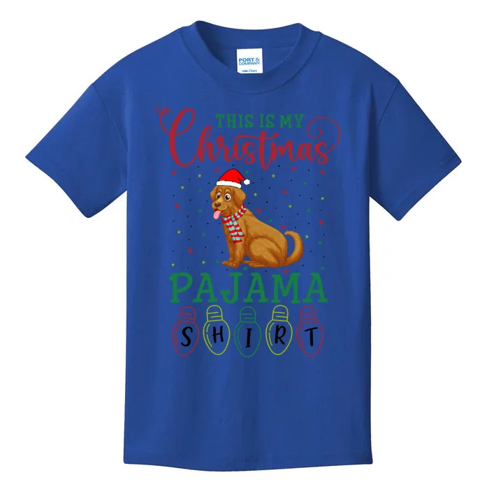 Golden Retriever Dog Xmas Light This Is My Christmas Pajama Gift Kids T-Shirt