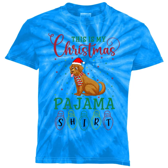 Golden Retriever Dog Xmas Light This Is My Christmas Pajama Gift Kids Tie-Dye T-Shirt