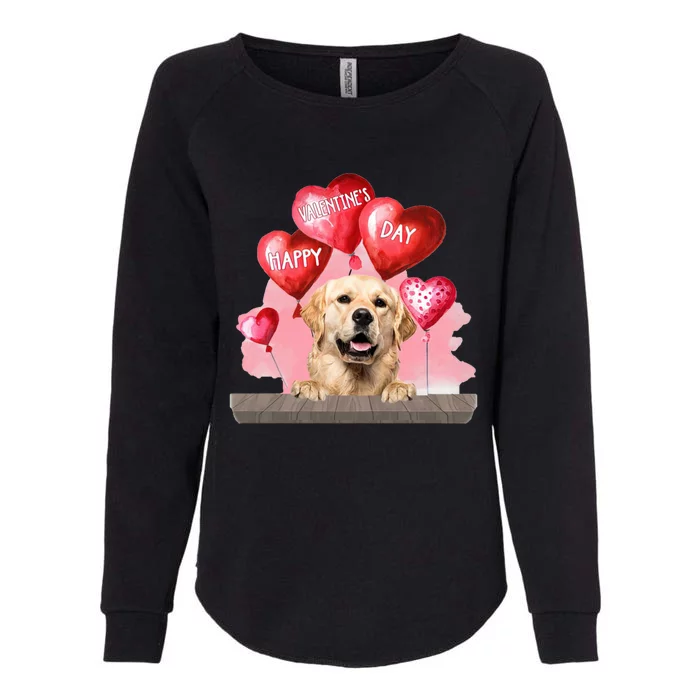 Golden Retriever Dog Happy Valentines Day Pet Dog Lover Funny Gift Womens California Wash Sweatshirt