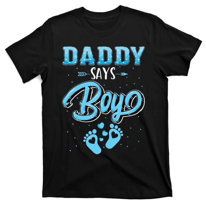 Gender reveal Daddy says baby matching family set T-Shirt