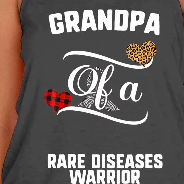 Grandpa Rare Diseases Awareness Leopard Buffalo Plaid Family Women's Knotted Racerback Tank