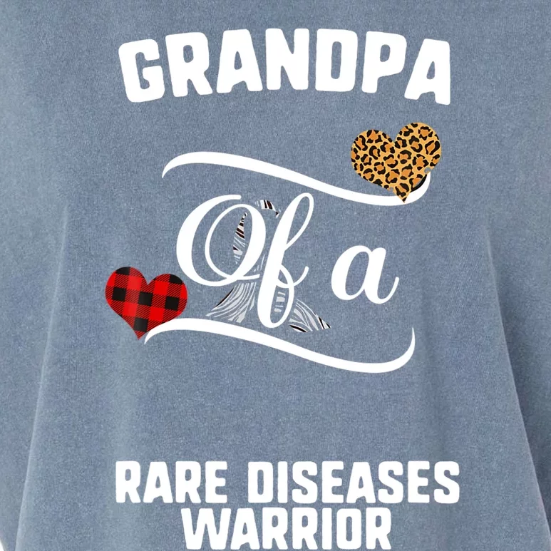 Grandpa Rare Diseases Awareness Leopard Buffalo Plaid Family Garment-Dyed Women's Muscle Tee