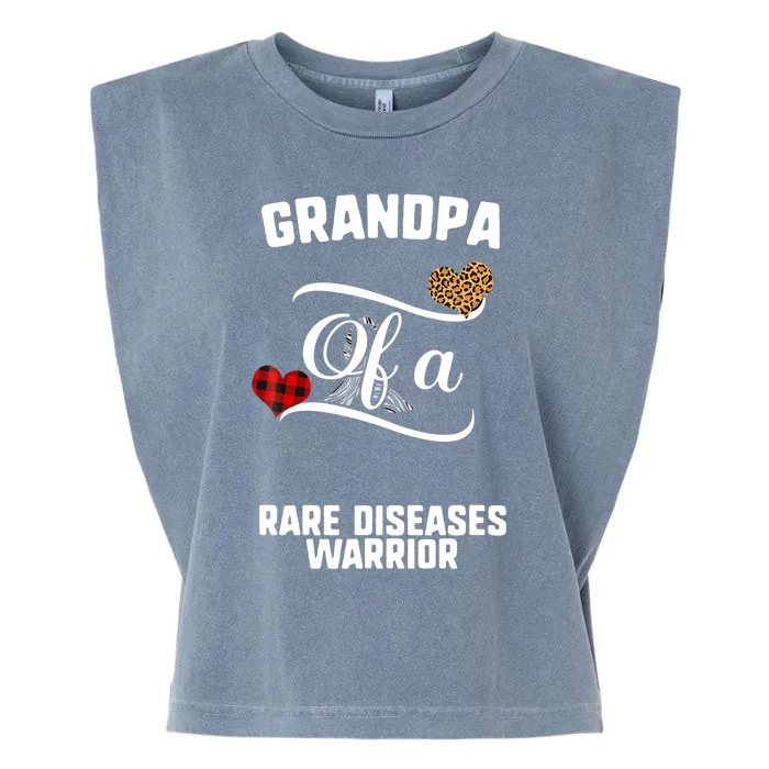 Grandpa Rare Diseases Awareness Leopard Buffalo Plaid Family Garment-Dyed Women's Muscle Tee