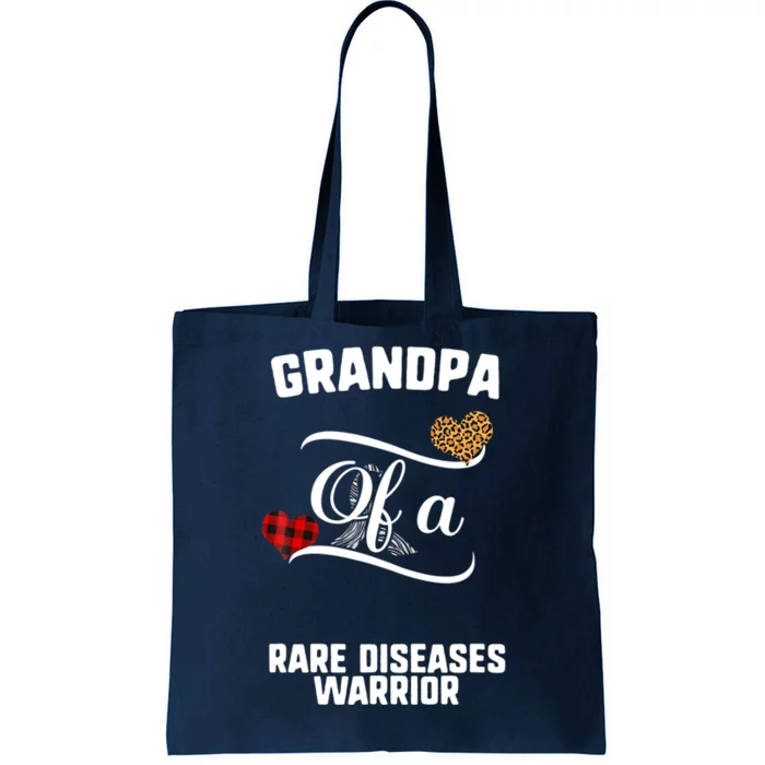 Grandpa Rare Diseases Awareness Leopard Buffalo Plaid Family Tote Bag