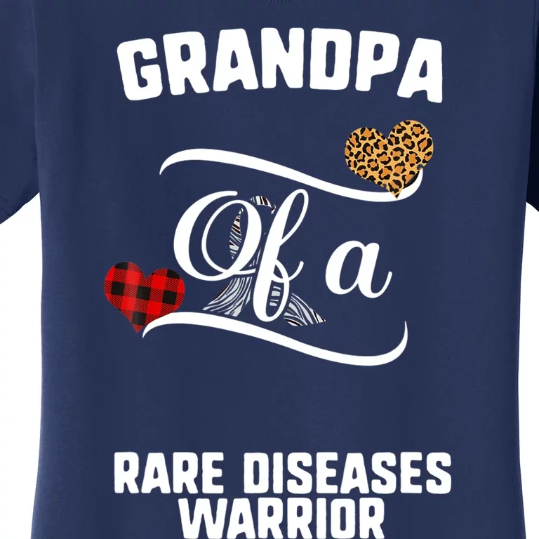 Grandpa Rare Diseases Awareness Leopard Buffalo Plaid Family Women's T-Shirt