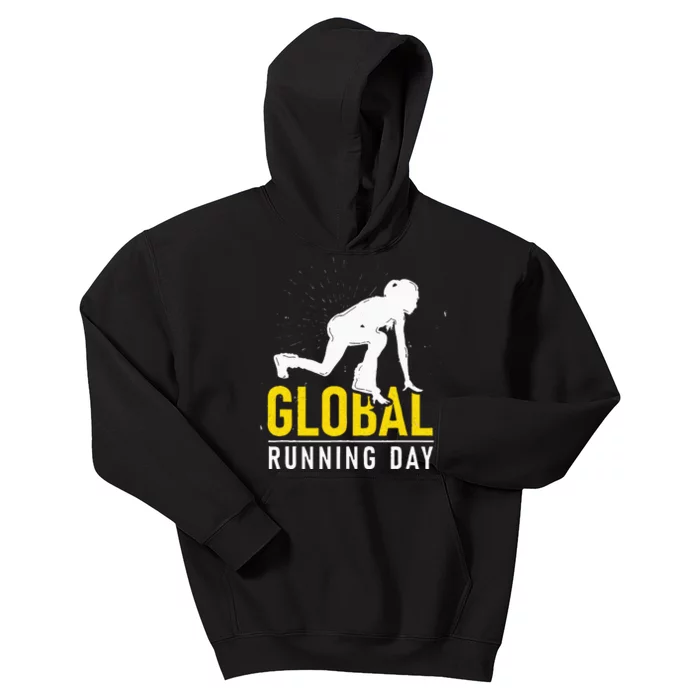 Global Running Day Gift For Runner Workout & Run Friends Kids Hoodie