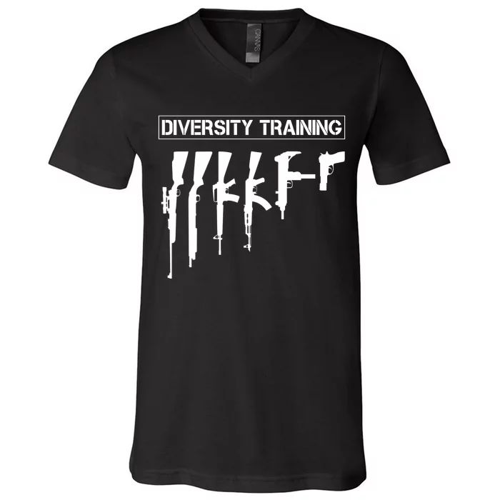 Guns Rifles Diversity Training V-Neck T-Shirt