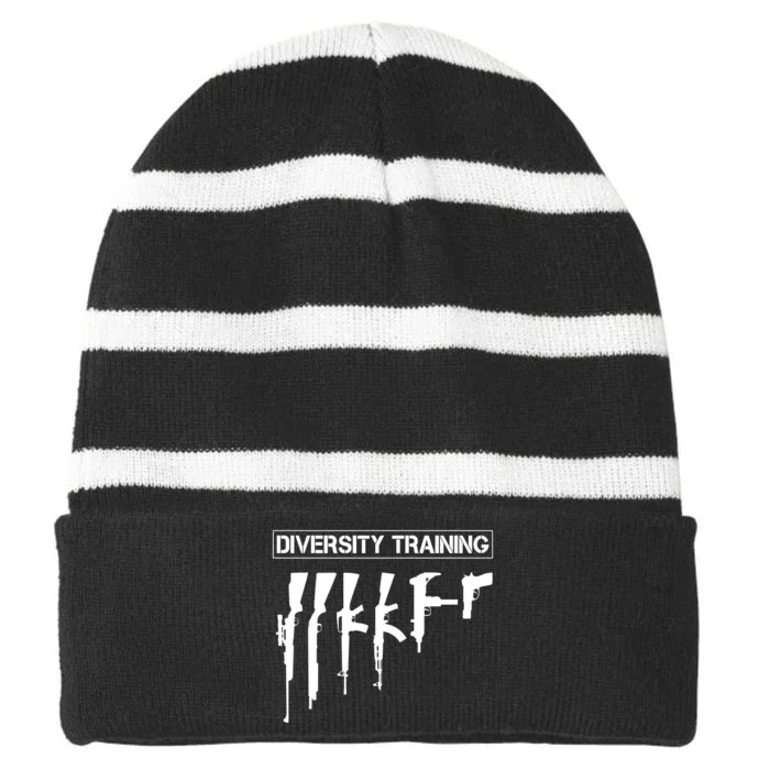 Guns Rifles Diversity Training Striped Beanie with Solid Band