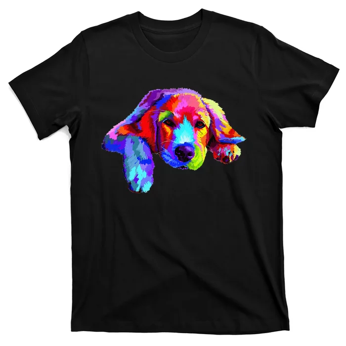 Golden Retriever Dog Watercolor Funny Face T-Shirt