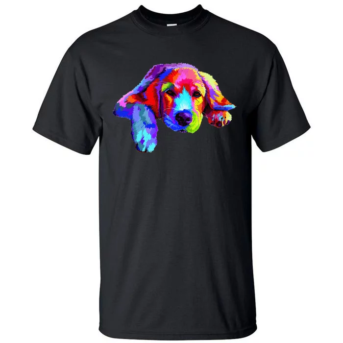 Golden Retriever Dog Watercolor Funny Face Tall T-Shirt