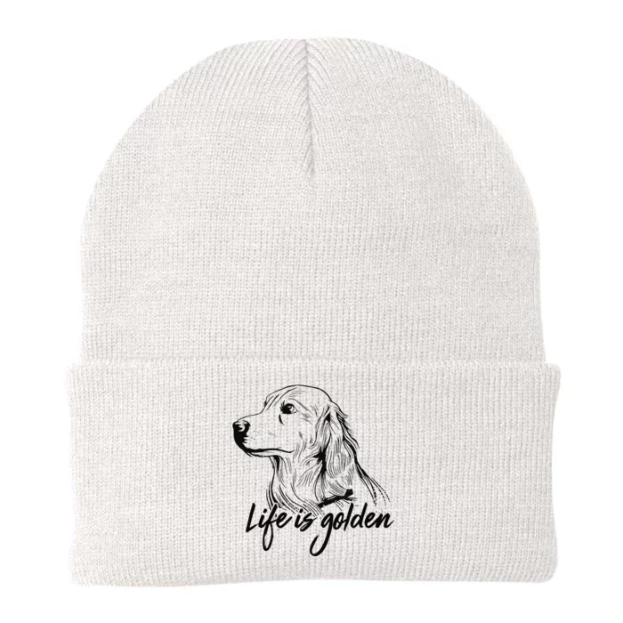 Golden Retriever Dog Life is golden retro vintage Knit Cap Winter Beanie