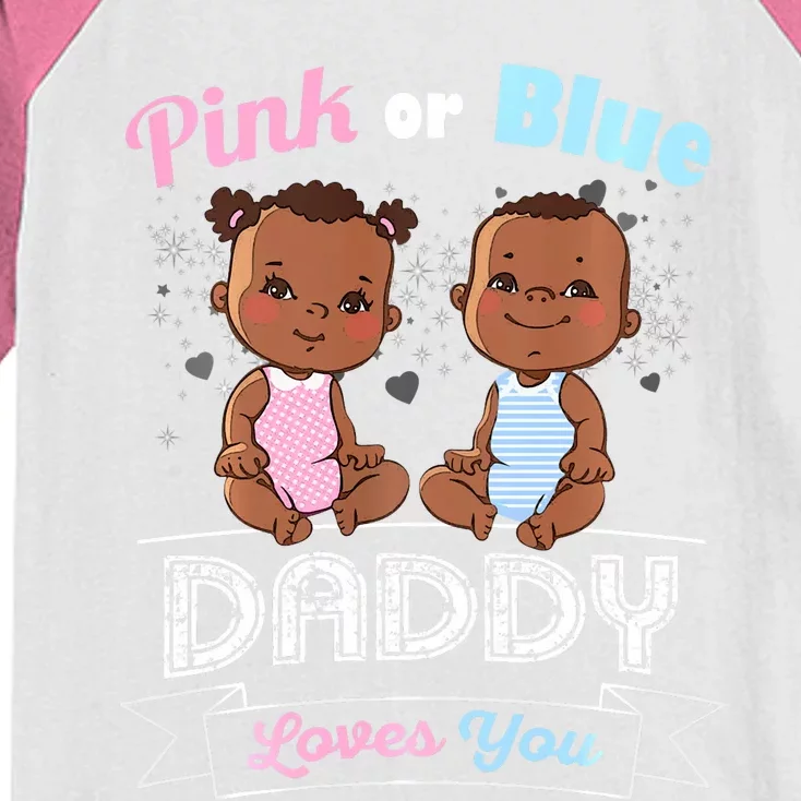 Gender Reveal Daddy Loves You Dad Father Parent Long Sleeve Kids Colorblock Raglan Jersey