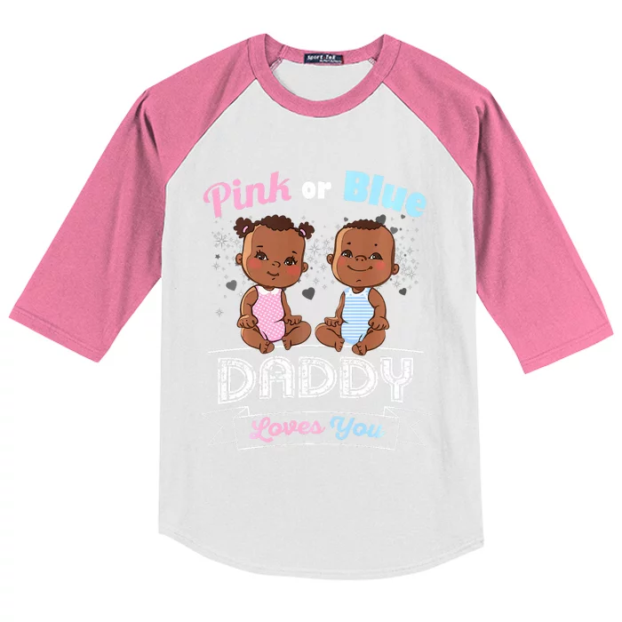 Gender Reveal Daddy Loves You Dad Father Parent Long Sleeve Kids Colorblock Raglan Jersey