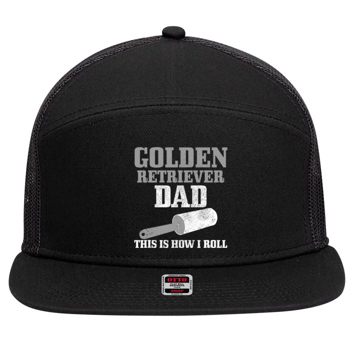 Golden Retriever Dad Dog Hair Funny Golden Retriever 7 Panel Mesh Trucker Snapback Hat