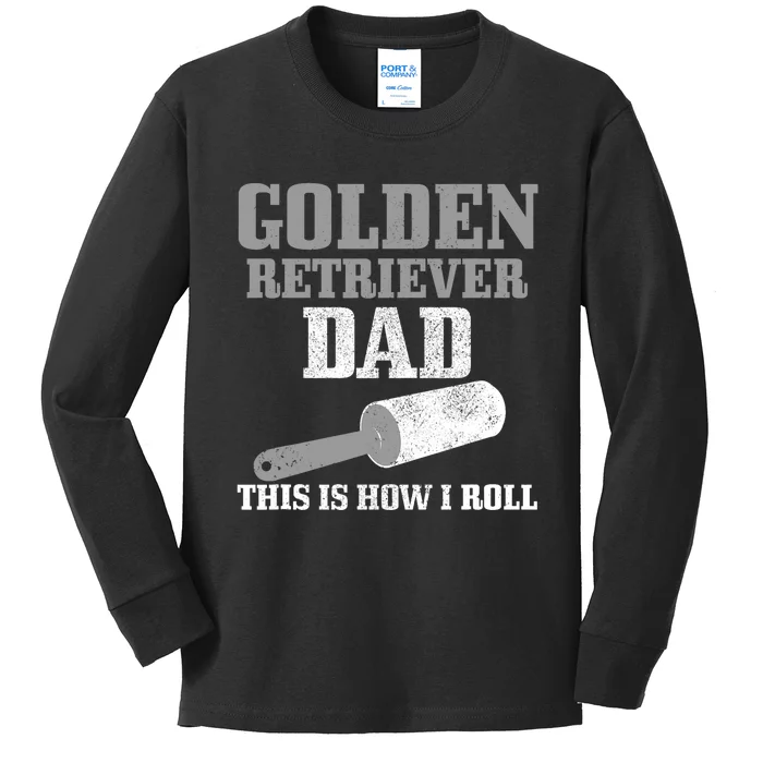 Golden Retriever Dad Dog Hair Funny Golden Retriever Kids Long Sleeve Shirt