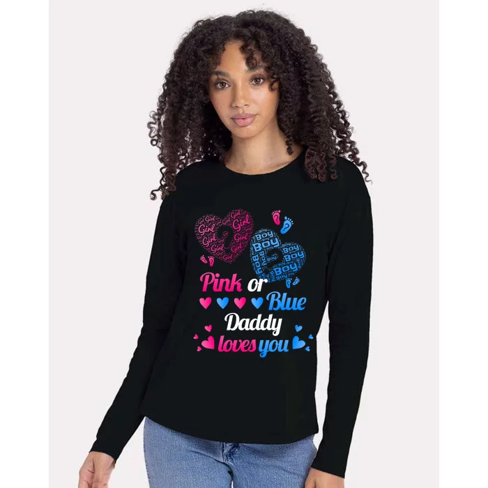 Gender Reveal Daddy Loves You Womens Cotton Relaxed Long Sleeve T-Shirt