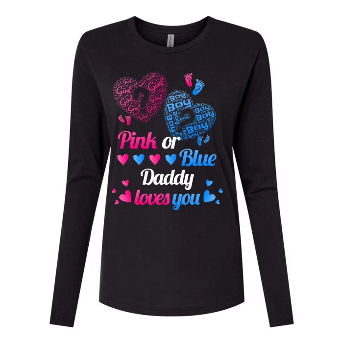 Gender Reveal Daddy Loves You Womens Cotton Relaxed Long Sleeve T-Shirt