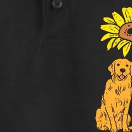 Golden Retriever Dog Sunflower Dry Zone Grid Performance Polo