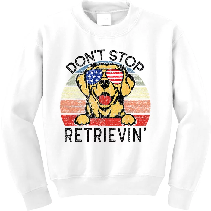 Golden Retriever Dog Dont Stop Retrievin Kids Sweatshirt