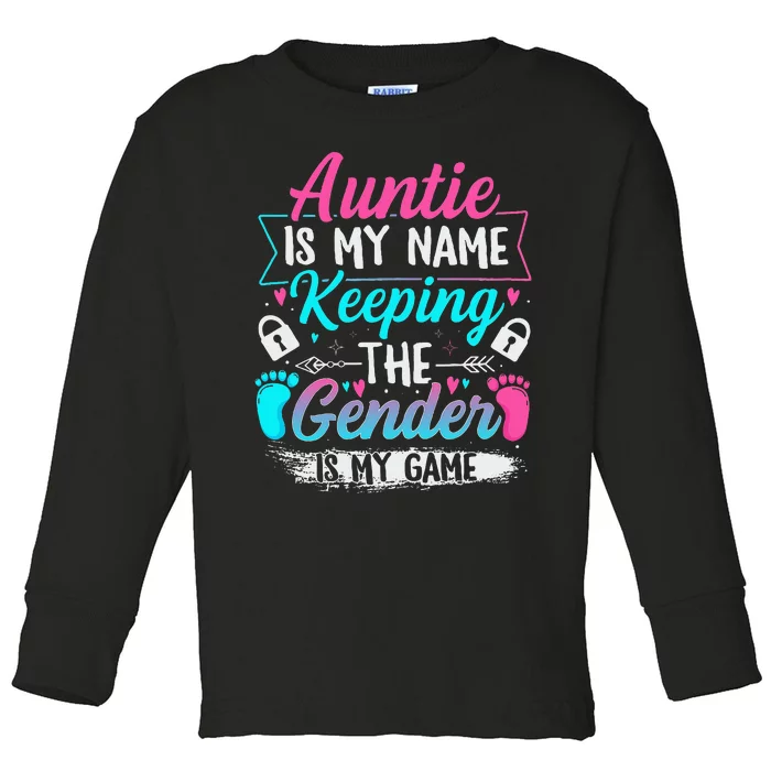 Gender Reveal Design For A Keeper Of The Gender Aunt Toddler Long Sleeve Shirt