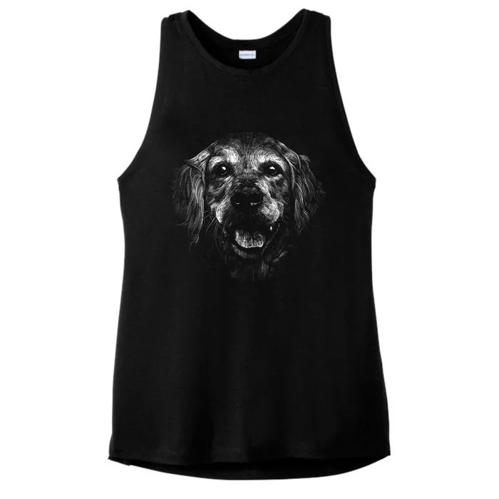 Golden Retriever Dog Ladies Tri-Blend Wicking Tank