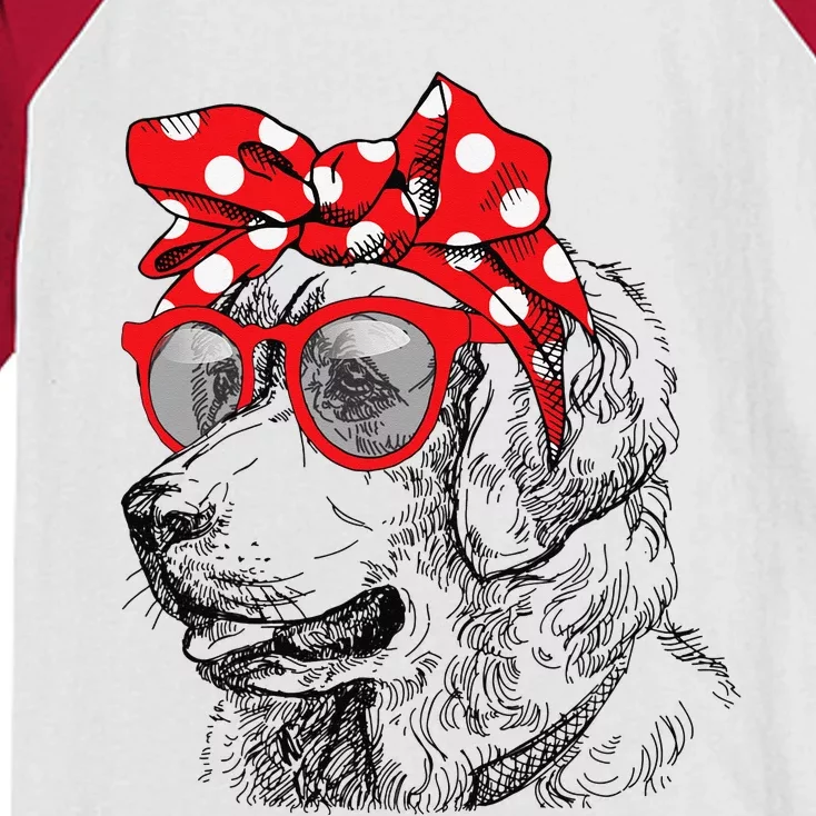 Golden Retriever Dog Mom Bandana Sunglasses Mother's Day Kids Colorblock Raglan Jersey