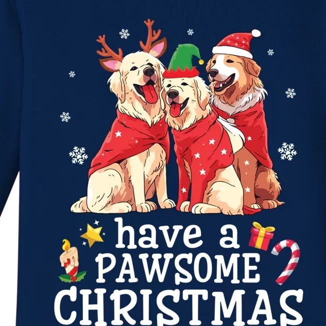 Golden Retriever Dogs Merry Mom Dad Have A Pawsome Christmas Gift Baby Long Sleeve Bodysuit