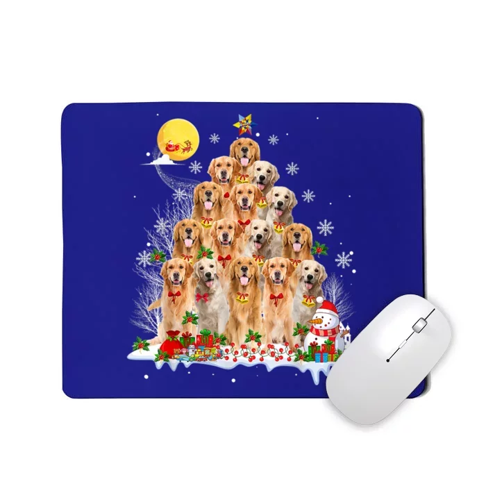 Golden Retriever Dog Lover Matching Santa Christmas Tree Gift Mousepad