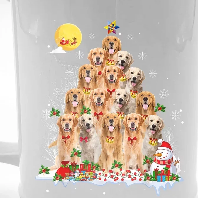 Golden Retriever Dog Lover Matching Santa Christmas Tree Gift Front & Back Beer Stein