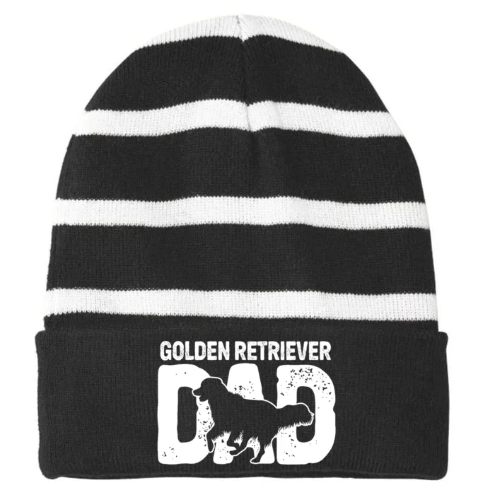 Golden Retriever Dad Dog Lover Dog Owner Striped Beanie with Solid Band