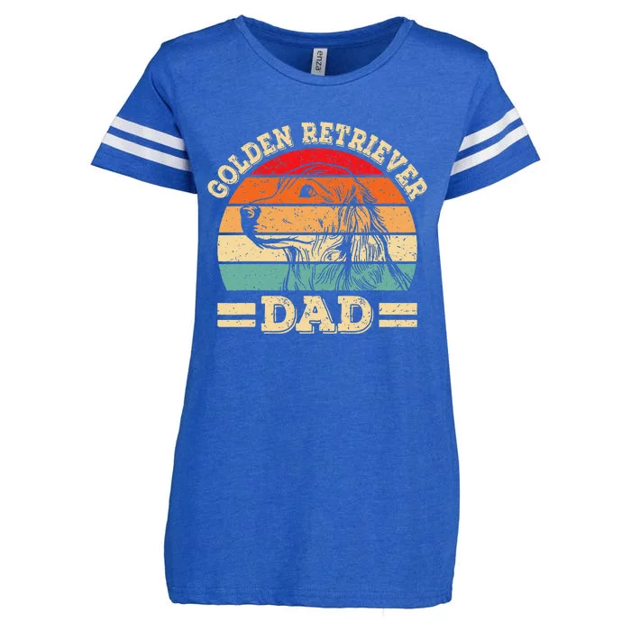 Golden Retriever Dad Print Funny Dog Lover Retro Vintage Enza Ladies Jersey Football T-Shirt