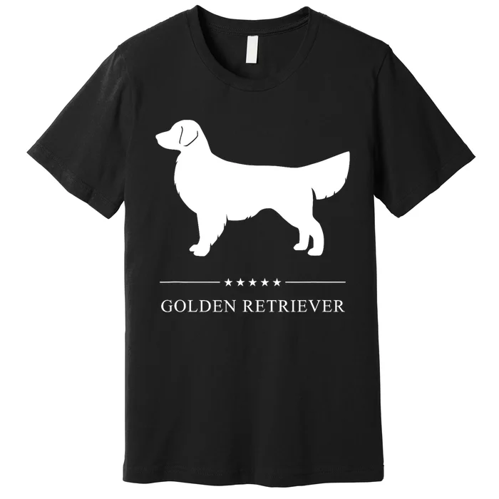 Golden Retriever Dog White Silhouette Premium T-Shirt