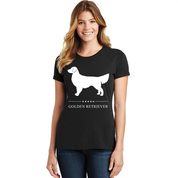 Golden Retriever Dog White Silhouette Women's T-Shirt