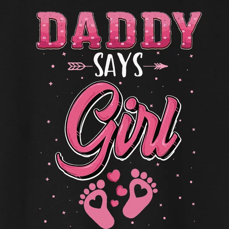 Gender reveal Daddy says baby matching family set Women's Crop Top Tee