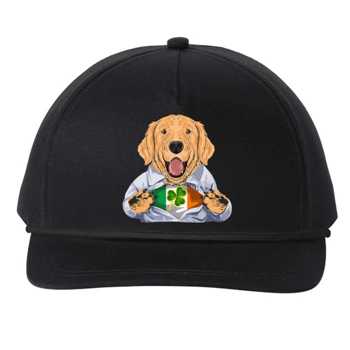 Golden Retrievers Dog Irish Clover St Patrick Day Snapback Five-Panel Rope Hat