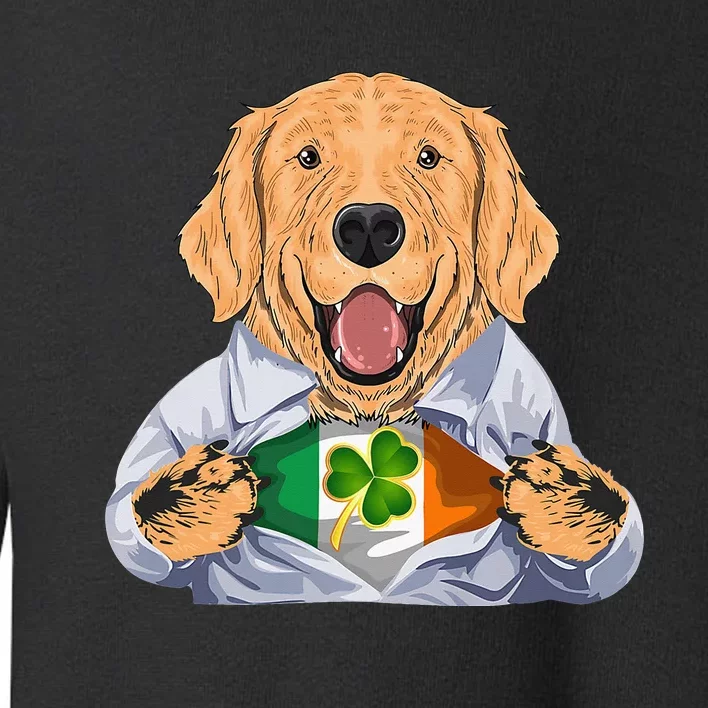 Golden Retrievers Dog Irish Clover St Patrick Day Toddler Sweatshirt