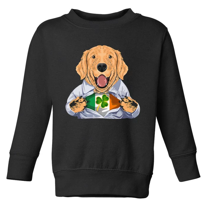 Golden Retrievers Dog Irish Clover St Patrick Day Toddler Sweatshirt