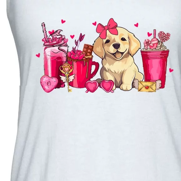 Golden Retriever Dog Valentines Day Coffee Latte Mugs Puppy Ladies Essential Flowy Tank